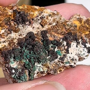 ALPINE Malachite coating Hematite • Cavradi Gorge, Switzerland •ex Robertson