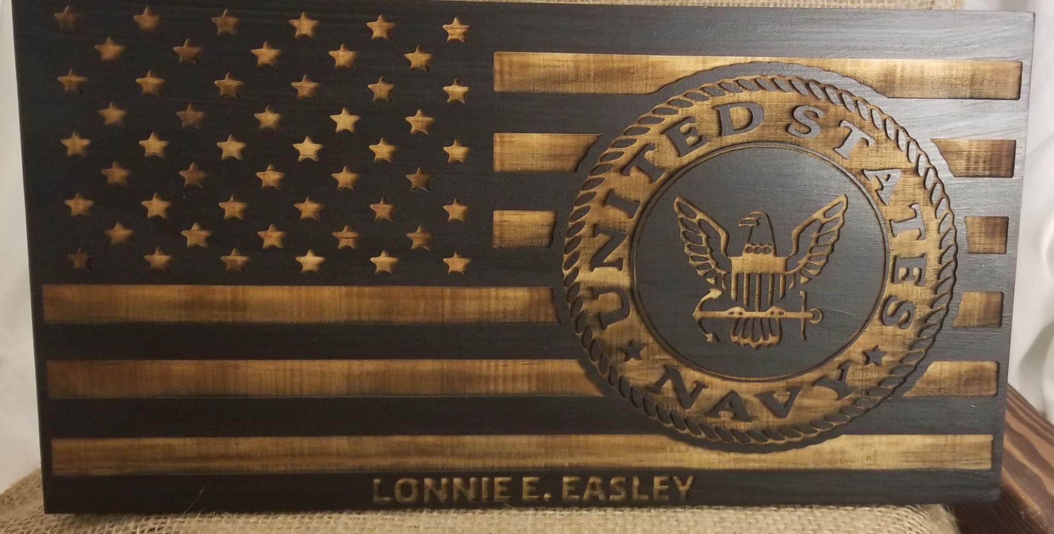 Laser Engraved Flag With United States Navy Emblem Can Be Etsy