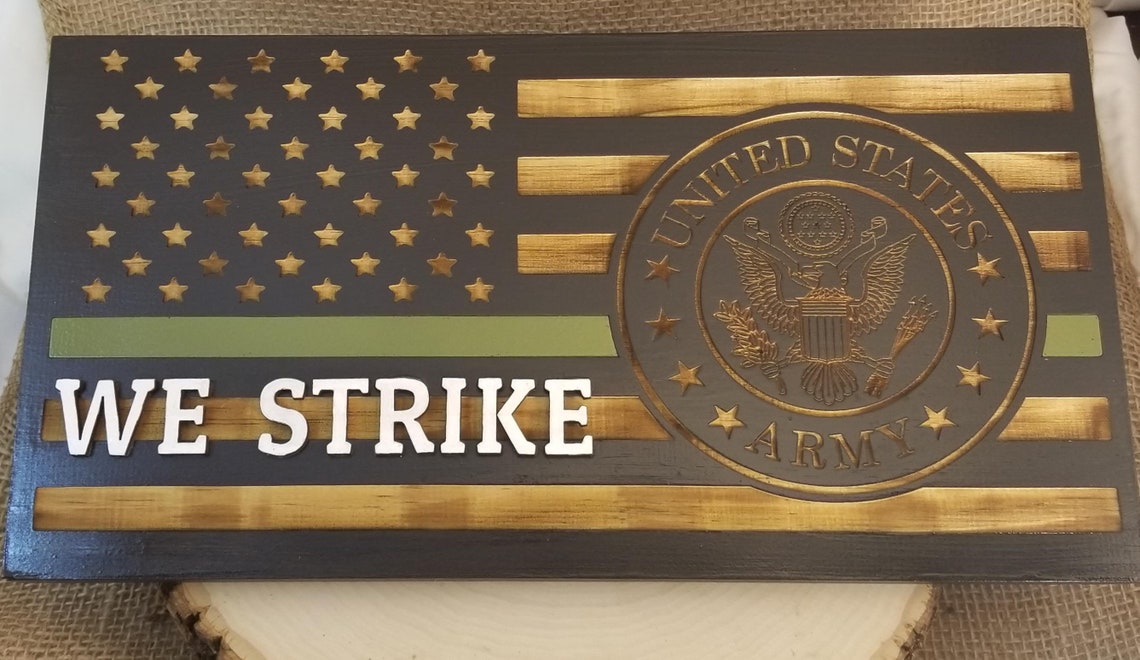 Laser Engraved Flag With United States Army Emblem Can Be Etsy