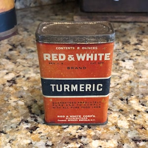 Vintage Red & White Turmeric Spice Tin