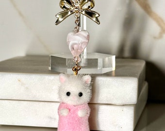 Calico critter bag charm - Persian Cat Triplets