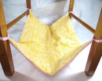 Pink String Yellow Hammock Bed for Chairs, Space Saving Hammock for Cats, Sling for Kittens