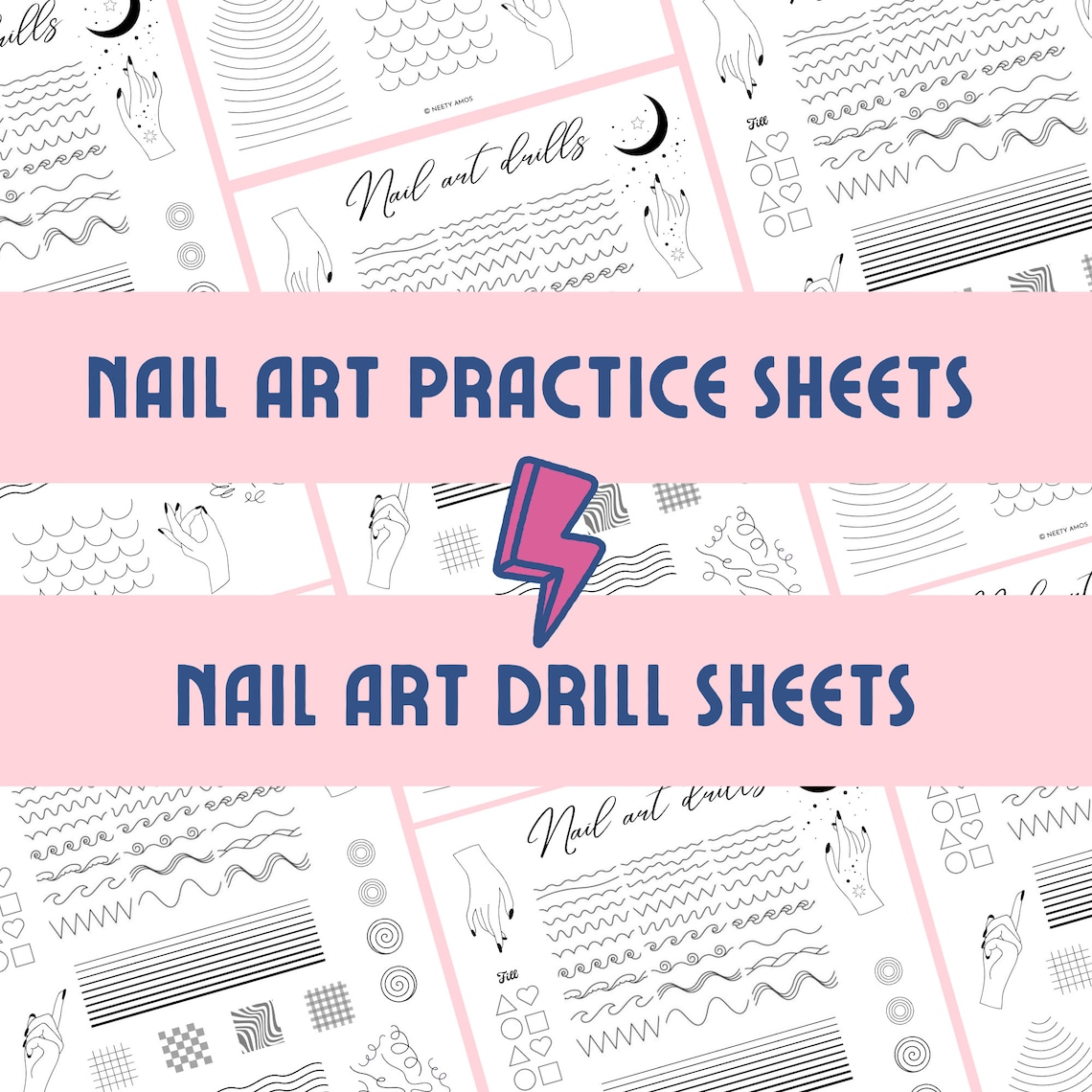 Nail Art Design Practice Sheet, Nail Art Drill Worksheet, Nail Tech ...