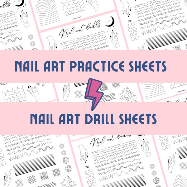 Nail art design practice sheet, nail art drill worksheet, nail tech practice sheet, printable nail art practice sheet