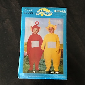 Vintage Teletubbies Butterick #5794 Po and Laa-Laa pattern, cut and complete