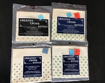 Your choice/one green and beige 14 ct. Aida cross stitch fabric