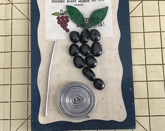 Vintage Stained Glass Mobile Kit-Grapes, American Handicrafts, Tandy Corporation, 1960s unused