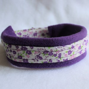 Luxury Purple & Pink Flowers  Dot Fleece Lined   Martingale Collar.  Made to Measure Greyhound / Whippet  style dog collar