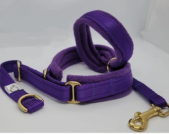 Fleece Lined Headcollar, with Solid Brass Fittings .Figure of 8 Head collar for Strong Dogs  Stop Pulling Head-collar in Choice of Colours