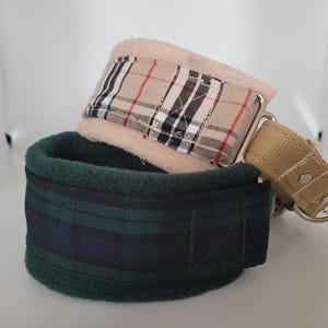 Collar Martingale ancho con forro polar de tartán, collar a cuadros londinenses o tartán Blackwatch, collar deslizante, collar para perro, collar para sabueso imagen 3