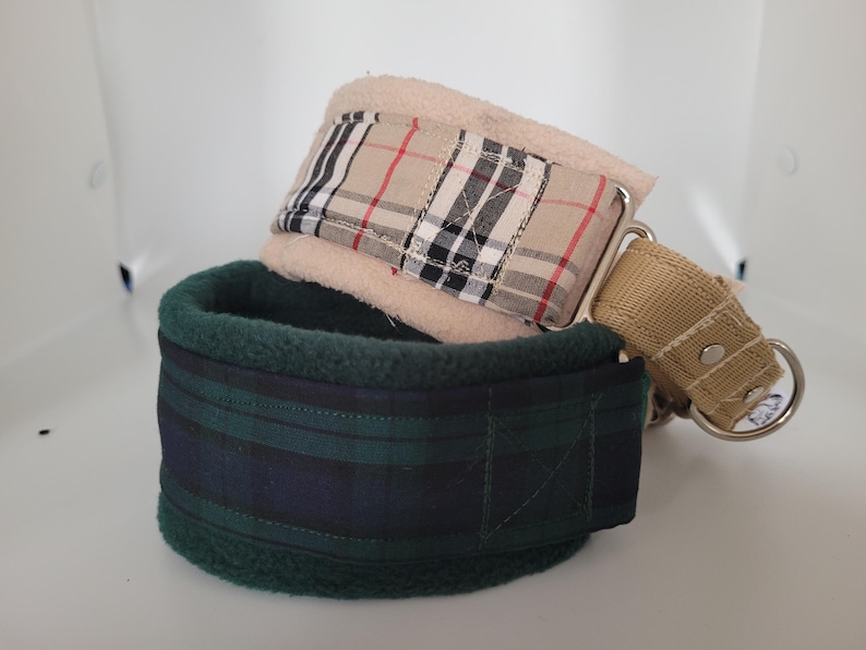 Collar Martingale ancho con forro polar de tartán, collar a cuadros londinenses o tartán Blackwatch, collar deslizante, collar para perro, collar para sabueso imagen 3