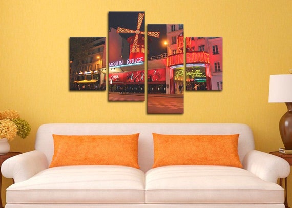 Moulin Rouge Druck Auf Leinwand Franzosisch Landschaft Paris Kabarett Rote Design Haus Dekor Wand Kunst Sehenswurdigkeit Anblick Cooles Foto