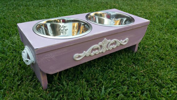 Elevated Pet Feeder Raised Custom 2 Bowl Wooden Dog Feeder Etsy