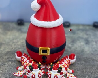 Santa Hat Mini Dragons and Matching Egg Gift Set