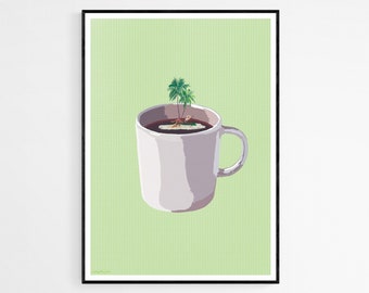 Coffee Lover Art Print, Coffee Art Print, Vacation Print, Kitchen Decor, Coffee Art Poster