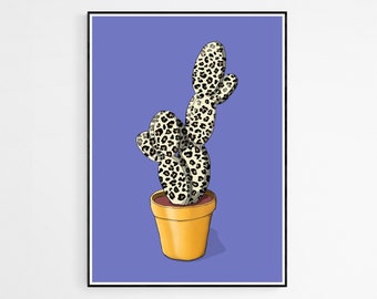 Cactus Print, Cactus Wall Art, Cactus Art Print, Cheetah Wall Art, Cheetah Art Print, Cactus Pster, Cactus Illustration, Cactus Art