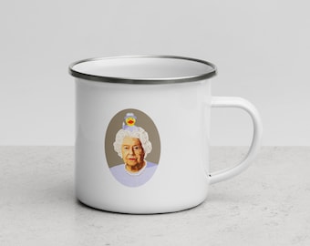 Queen Elizabeth || Enamel Mug, The Queen Tea mug, Beautiful Coffee mug