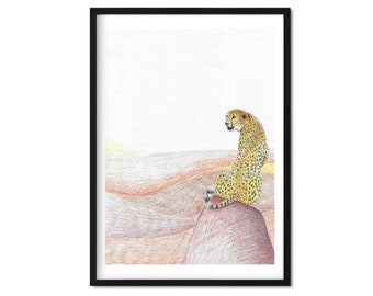Leopard Printable, Jungle art download, Safari art, Living room/bedroom/office Cheetah Wall Art, Safari Illustration, Leopard Wall Art