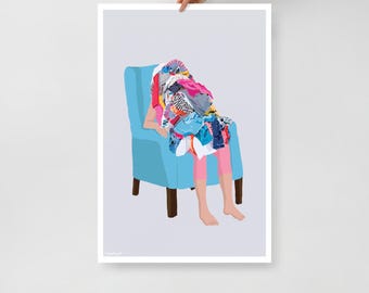 Arte divertido de la lavandería, decoración mínima de la lavandería, impresión de arte de la lavandería, impresión divertida del arte de la pared del día de la lavandería, ilustración divertida de la lavandería plegable