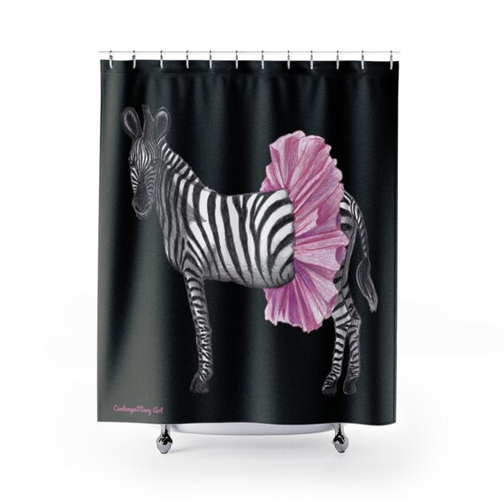 Zebra Black Shower Curtains Bathrom Decor Bathroom Styling Etsy