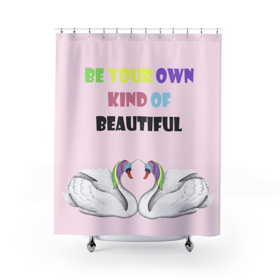 Pink Unicorn Swan Shower Curtains Unique Bathroom Decor Etsy