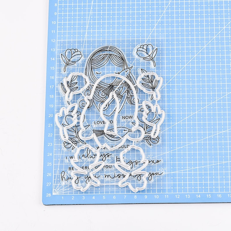 Little girl and little bird Clear rubber stampskids clear stamps and dies for scrapbookingcard makingchildren stamps
