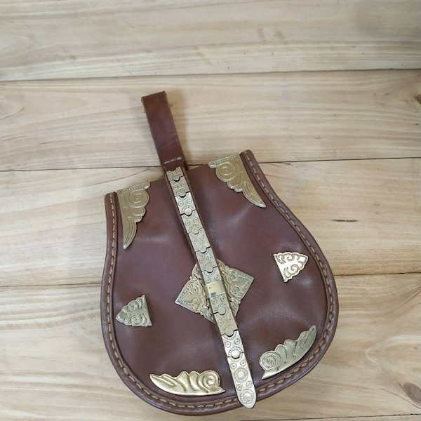 Historical men's bag - Shestovica tarsoly mediaeva reeancment, , viking's belt bag, Europe historical costume, 9-11 century,