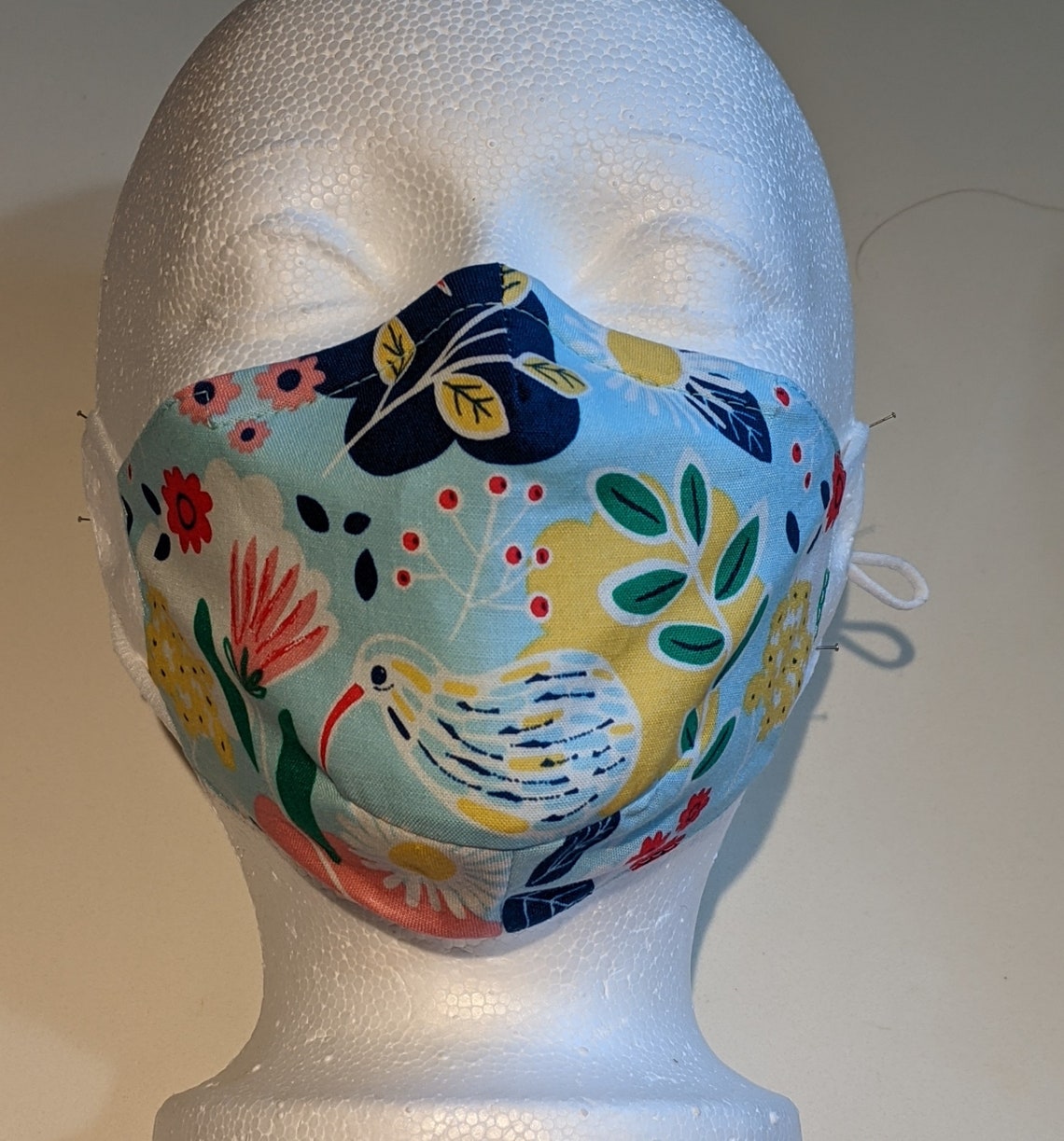 Download Light Blue Floral Birds / Solid Color Reverse Cotton 3 ...