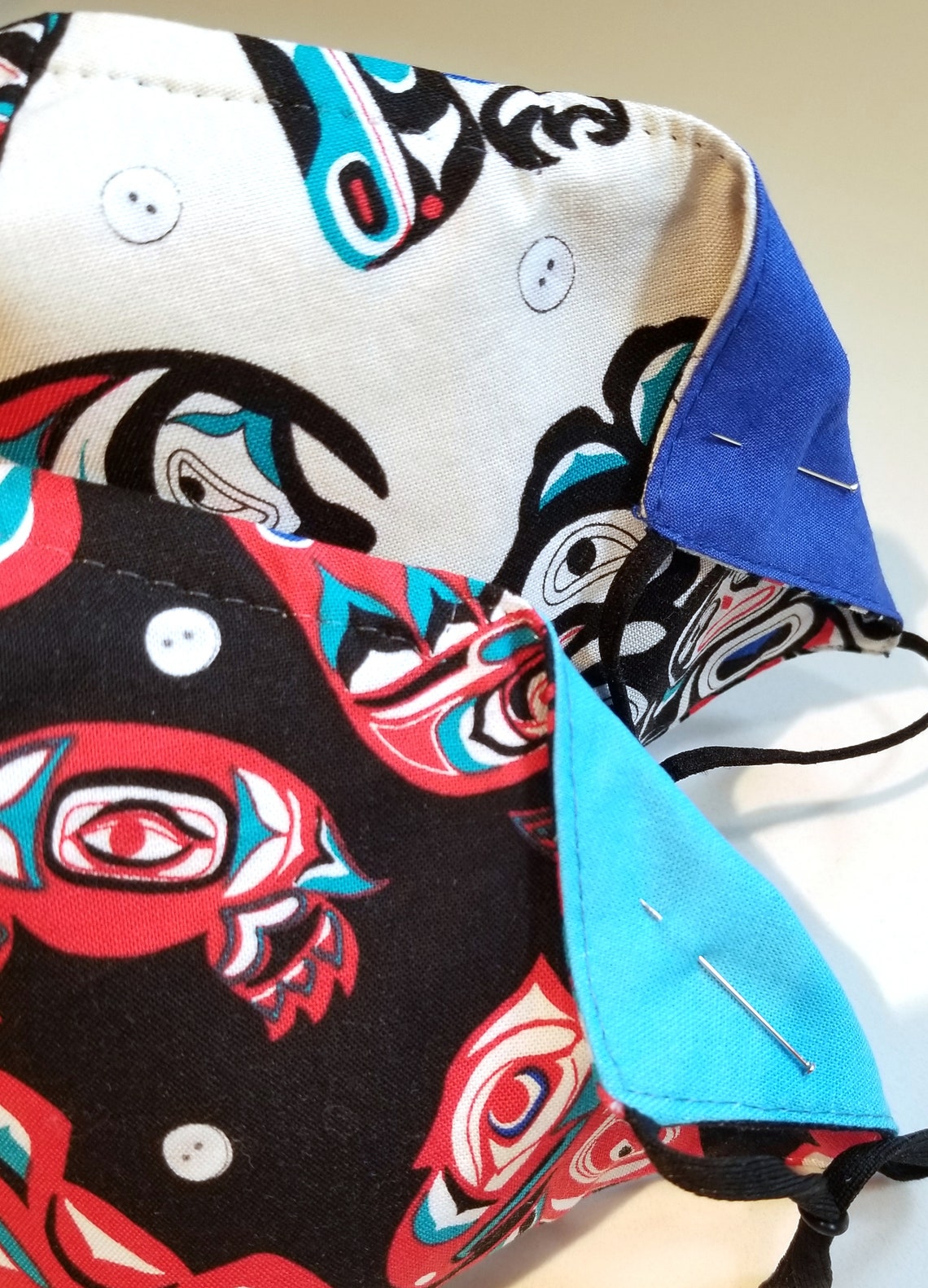PNW Indian First Nations / Blue or Aqua Reverse Cotton 3 | Etsy