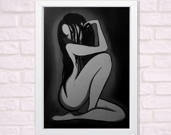 Body Positivity Greyscale Art Print A4 Wall Art