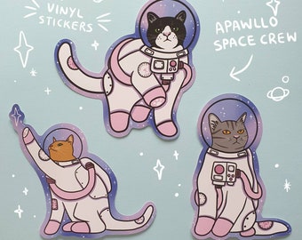 Pegatinas de vinilo espacial astronauta gato