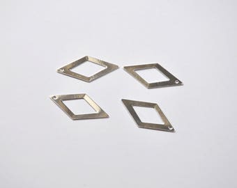 BR42 - Set of 4 diamond silver metal charms