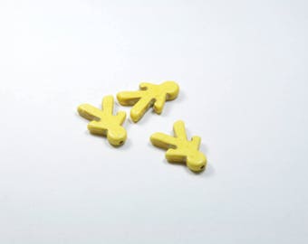 PE352 - Set of 3 snowman yellow stone beads