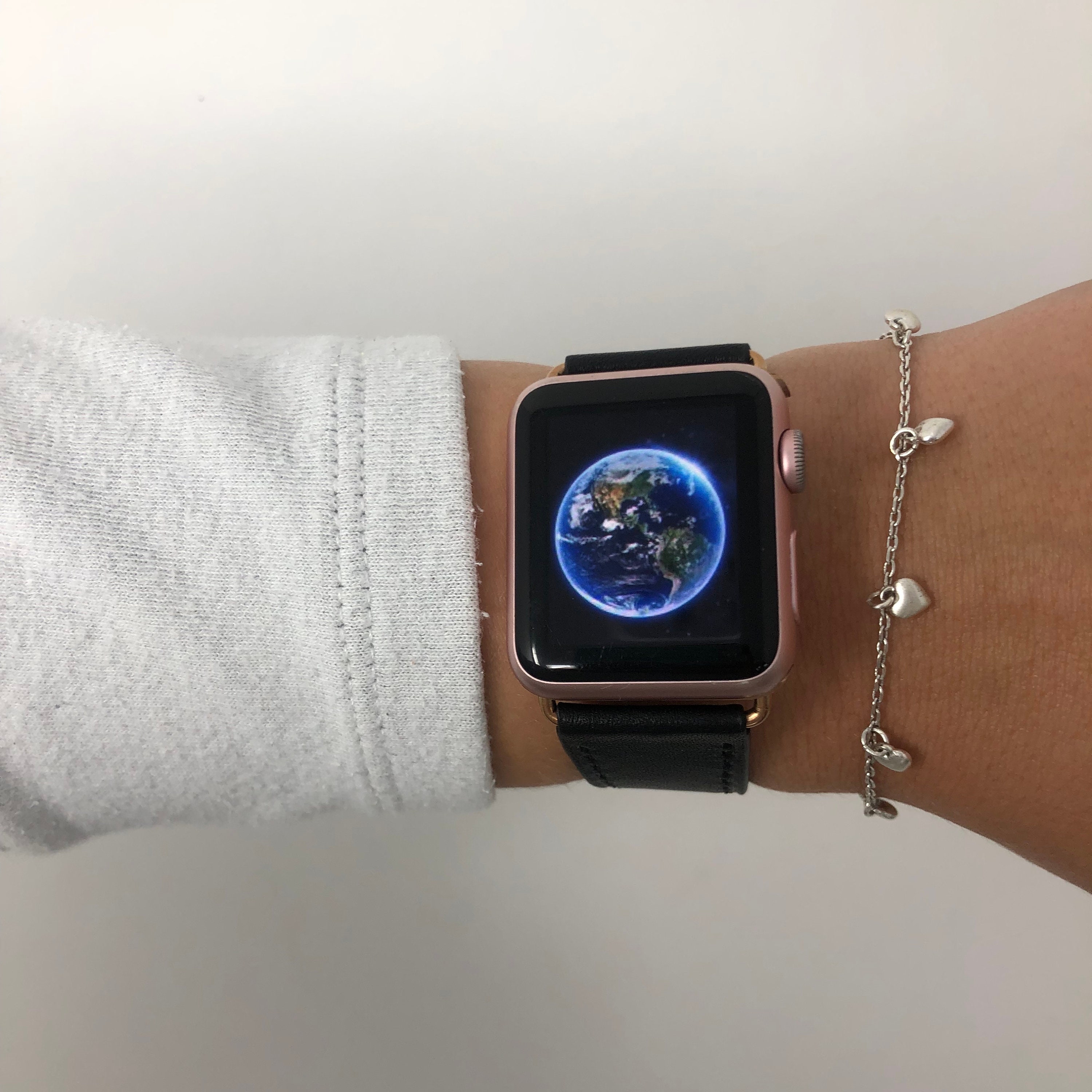 Black Apple Watch Leather Band for Men 
