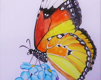 Butterfly original watercolour painting