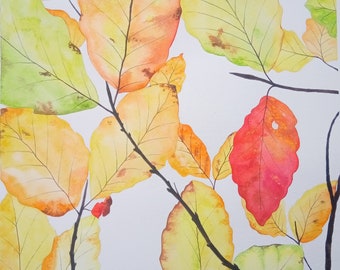 Autumn Leaves Original Watercolour Painting