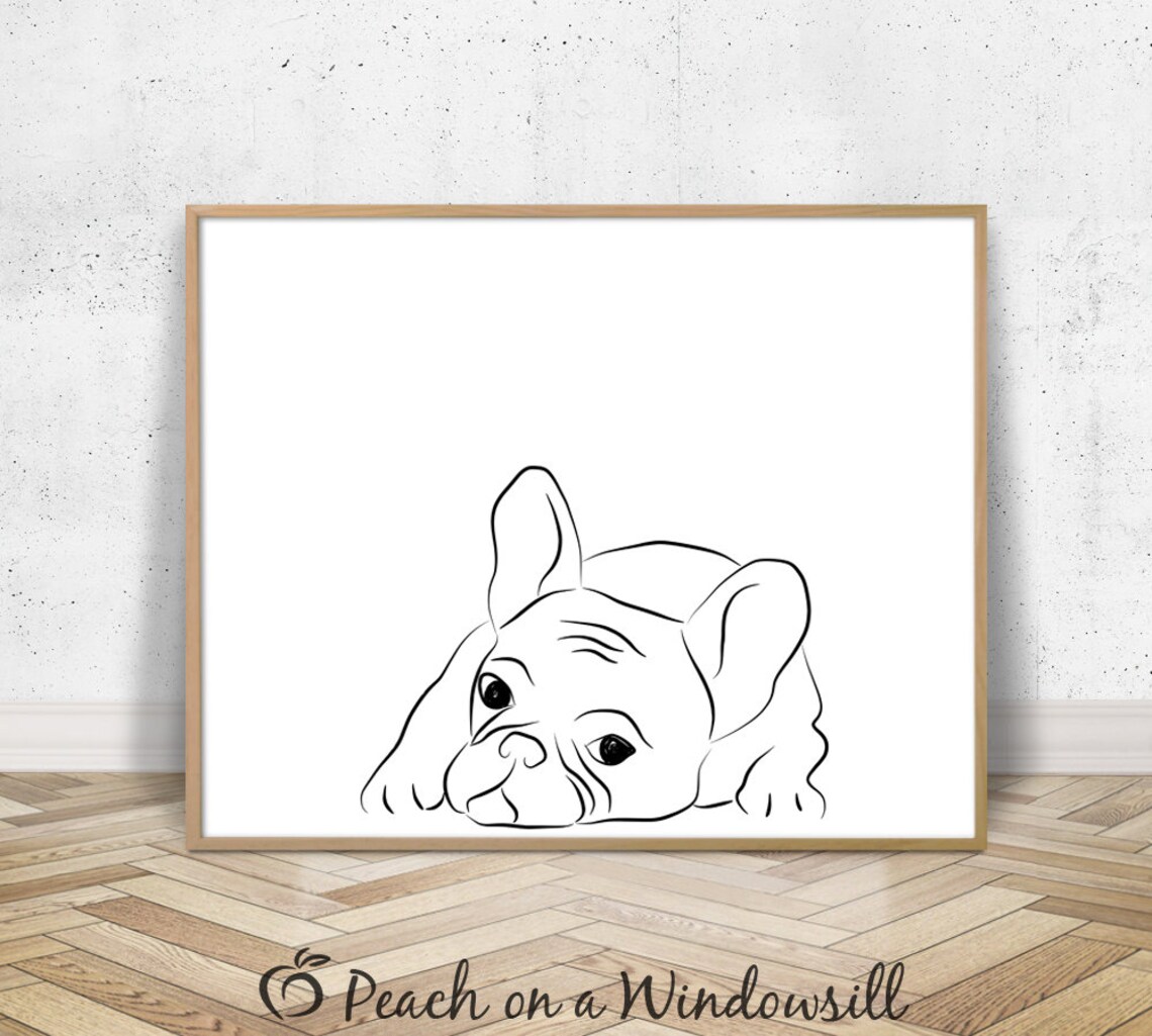 French Bulldog Drawing Printable Black and White Bulldog - Etsy