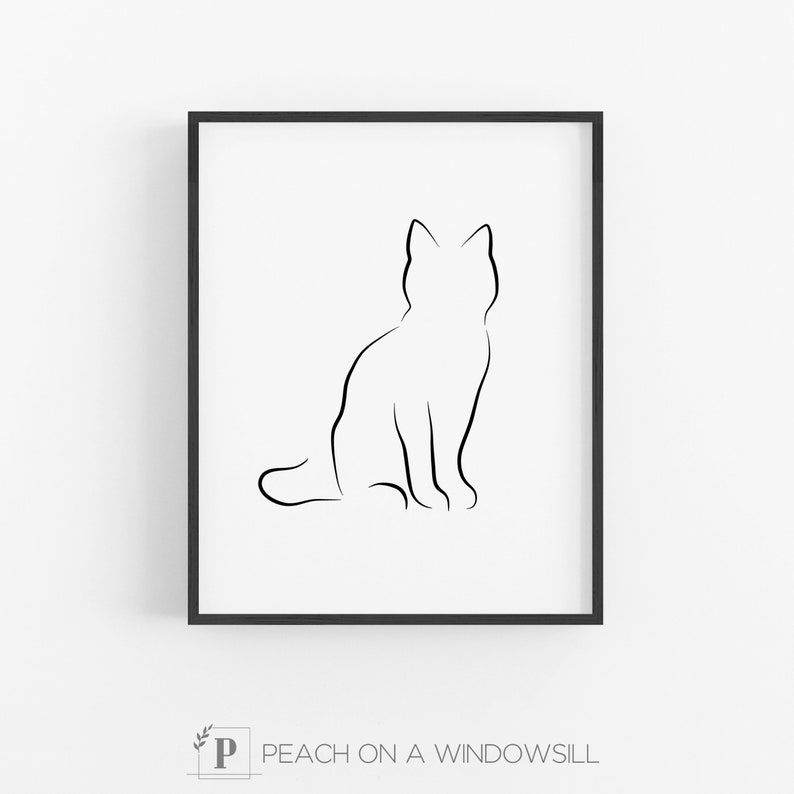 Download Cat Line Drawing Minimal Cat Outline Sketch in Black and ...