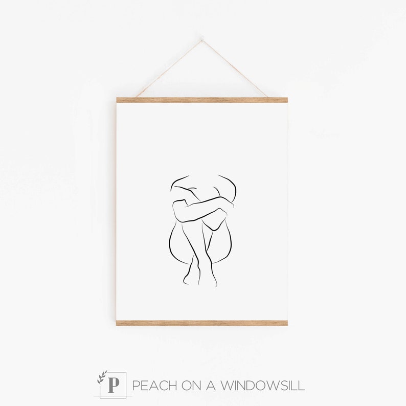Female Figure Drawing Woman Body Outline Naked Girl Wall ...