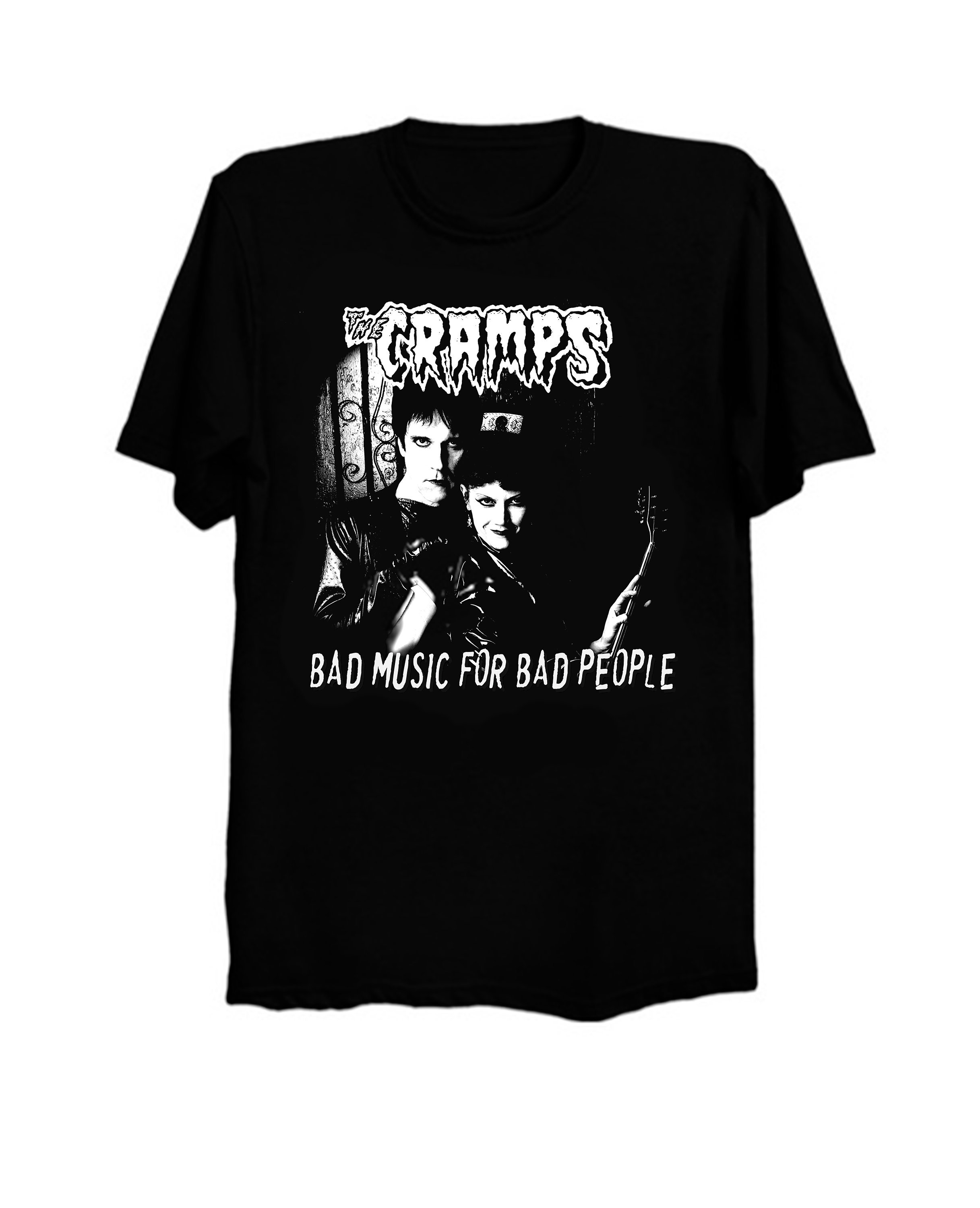 Bad Music For Bad People Maglietta Punk THE CRAMPS '' - Psicobilly, Taglie S-XXL, Colore Verde Neon Regalo Per Bassista - Foto 13