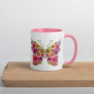 Blooming Butterfly Mug with pink inside