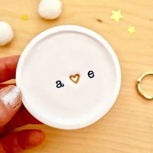 Personalised Couple Ring Dish, Mini Trinket Dish, Tiny Ring Dish, Engagement, Anniversary, Wedding Gift For Her, I Love You by janeBprints image 1