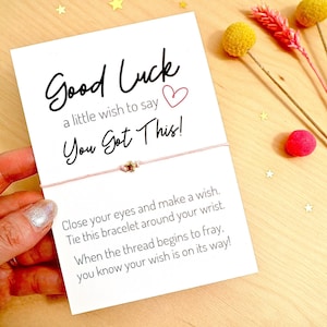 Good Luck, You Got This! wish bracelet, with tiny star charm and cotton cord. Handmade adjustable cord bracelet. Good luck wishes for friend, daughter, colleague for passing exams, new job, graduation, fresh start. Star charm jewellery. Gift for her.