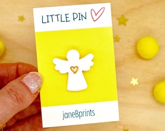 Little Guardian Angel Pin, Tiny Cute Things, Handmade Clay Pin Badge, Good Luck Token, Angel Keepsake, Strength Gift by janeBprints