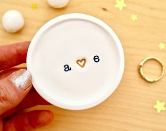 Personalised Couple Ring Dish, Mini Trinket Dish, Tiny Ring Dish, Engagement, Anniversary, Wedding Gift For Her, I Love You by janeBprints