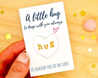 Heart Pocket Hug, Token Card, A Little Hug, Thinking Of You, Small Friend Gift, Pick Me Up, Cheer Up Gift by janeBprints