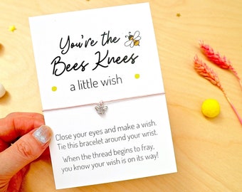 You're The Bee's Knees, Bee Wish Bracelet, Friendship Bracelet, Graduation Gift, Bee Lover Gift, Well Done, You Did It by janeBprints