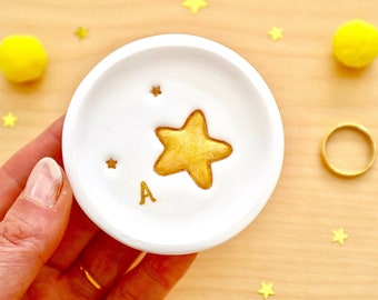 Personalised Initial Star Ring Dish, Mini Trinket Dish, Celestial Home Decor, Star Gifts For Her, Birthday Keepsake by janeBprints
