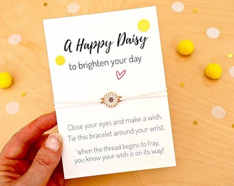 Daisy Bracelet, Brighten Your Day, Wish Bracelet, Friendship Token, Daisy Gift, Best Friend Bracelet, Little Birthday Gift by janeBprints