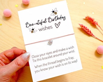 Bee Birthday Wish Bracelet, Bee Gift, Friendship Bracelet, Best Friend Gift, Bee Lover, Birthday Gift Her, Bee Girl by janeBprints